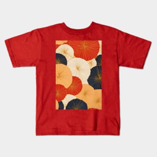 Japanese Kimono Pattern Summer with Parasols Kids T-Shirt